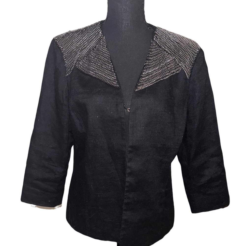Chico's Linen blend 3/4 sleeve blazer